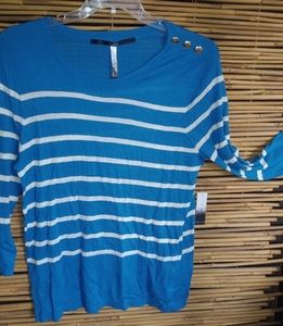 Kensie XL Lapis White Knit Top Plus